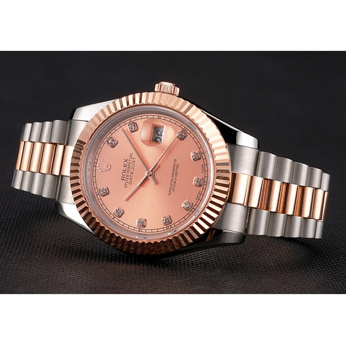Good copy rolex watches Rolex Tone Gold Steel Bezel Stainless Dial Rose Swiss Case And Two Bracelet Datejust 0522
